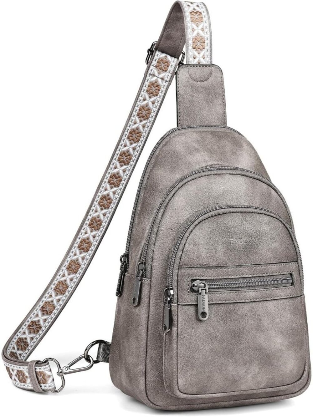 Women's Charcoal Grey Anti Theft Sling RFID Vegan Leather Purse Crossbody Bag